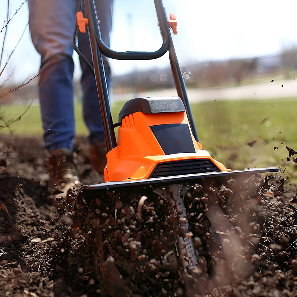 13.5A Electric Garden Tiller & Cultivator, 18" Width with Steel Tines