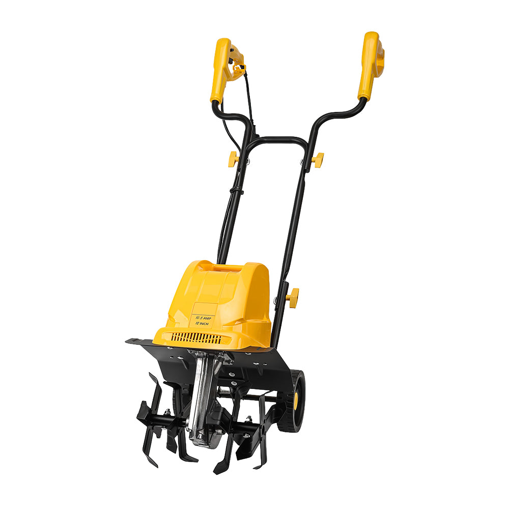 8.5AMP 12-Inch Electric Tiller Cultivator, 8" Depth, 360RPM Garden Tool
