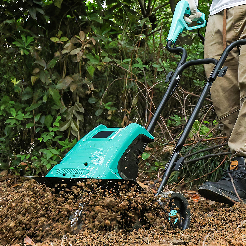 10.5A Electric Garden Tiller, 12" Width, 8" Depth, 4 Steel Blades
