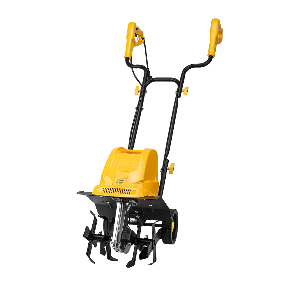 8.5AMP 12-Inch Electric Tiller Cultivator, 8" Depth, 360RPM Garden Tool