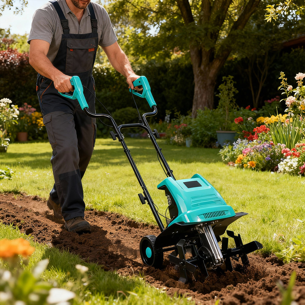Electric Garden Tiller 12 Inch Tilling Width for Yard and Garden
