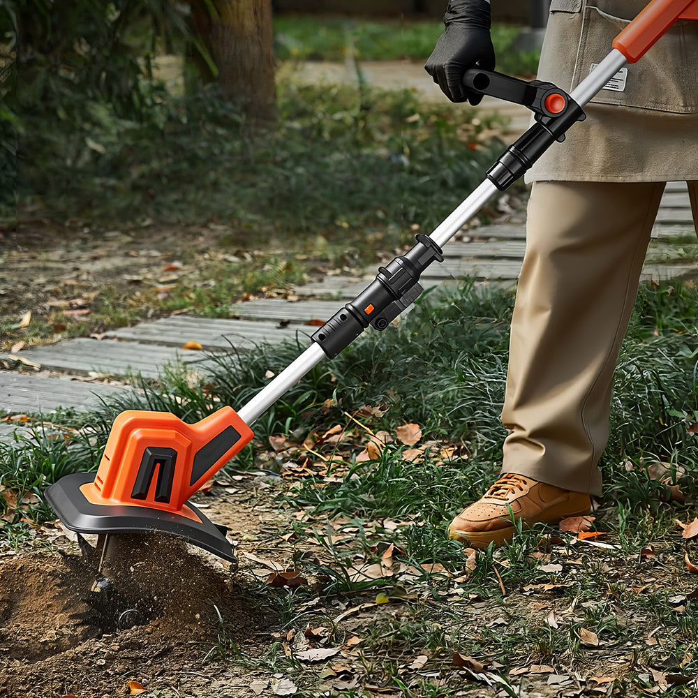 22V Cordless Garden Tiller, 9" Width Lightweight Cultivator with 2 Batteries