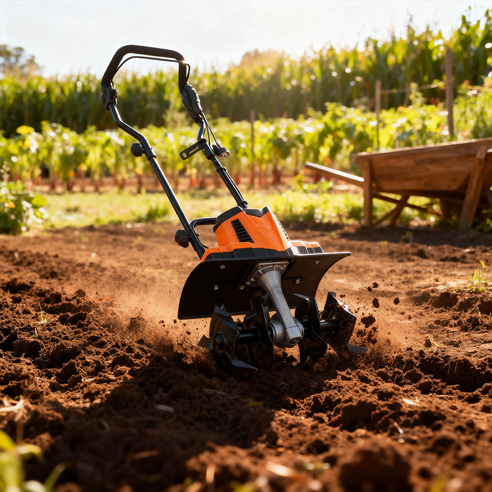 10A Electric Garden Tiller 14 Wide Corded Cultivator with Steel Tines