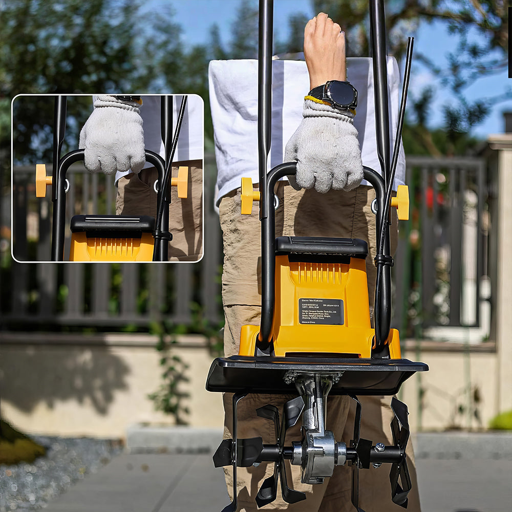 8.5AMP 12-Inch Electric Tiller Cultivator, 8" Depth, 360RPM Garden Tool