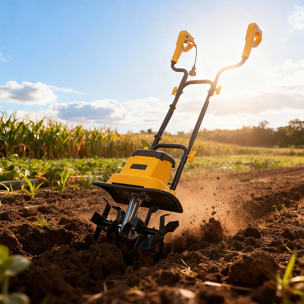 12 Inch Corded Electric Garden Tiller with 8 Inch Tilling Depth