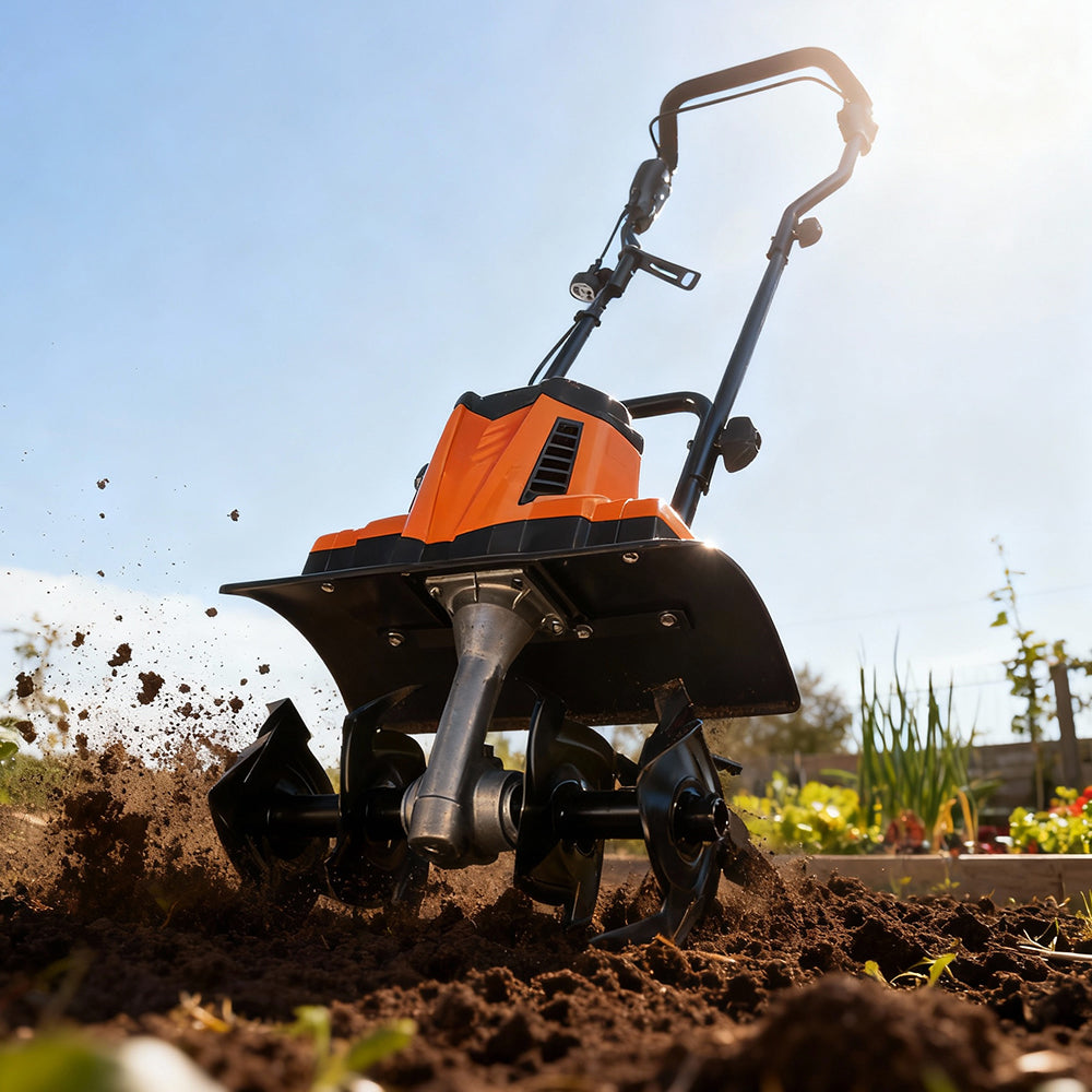 10A Electric Garden Tiller 14 Wide Corded Cultivator with Steel Tines