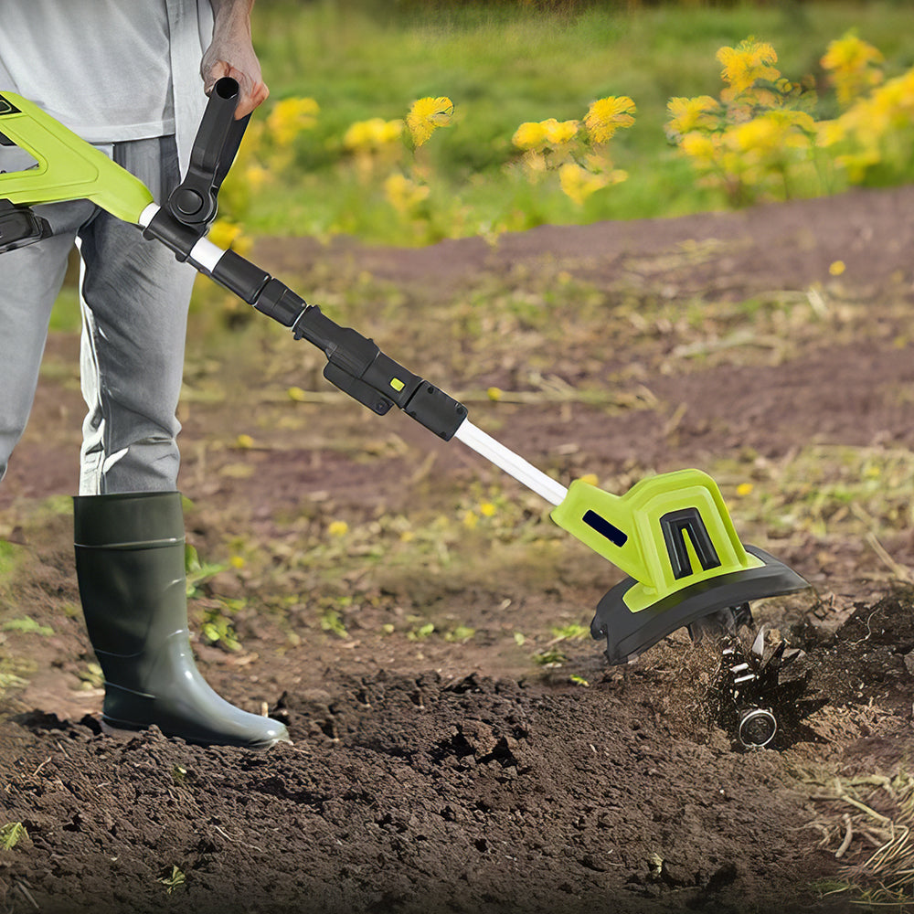 22V Cordless Garden Tiller, 9" Width Lightweight Cultivator with 2 Batteries